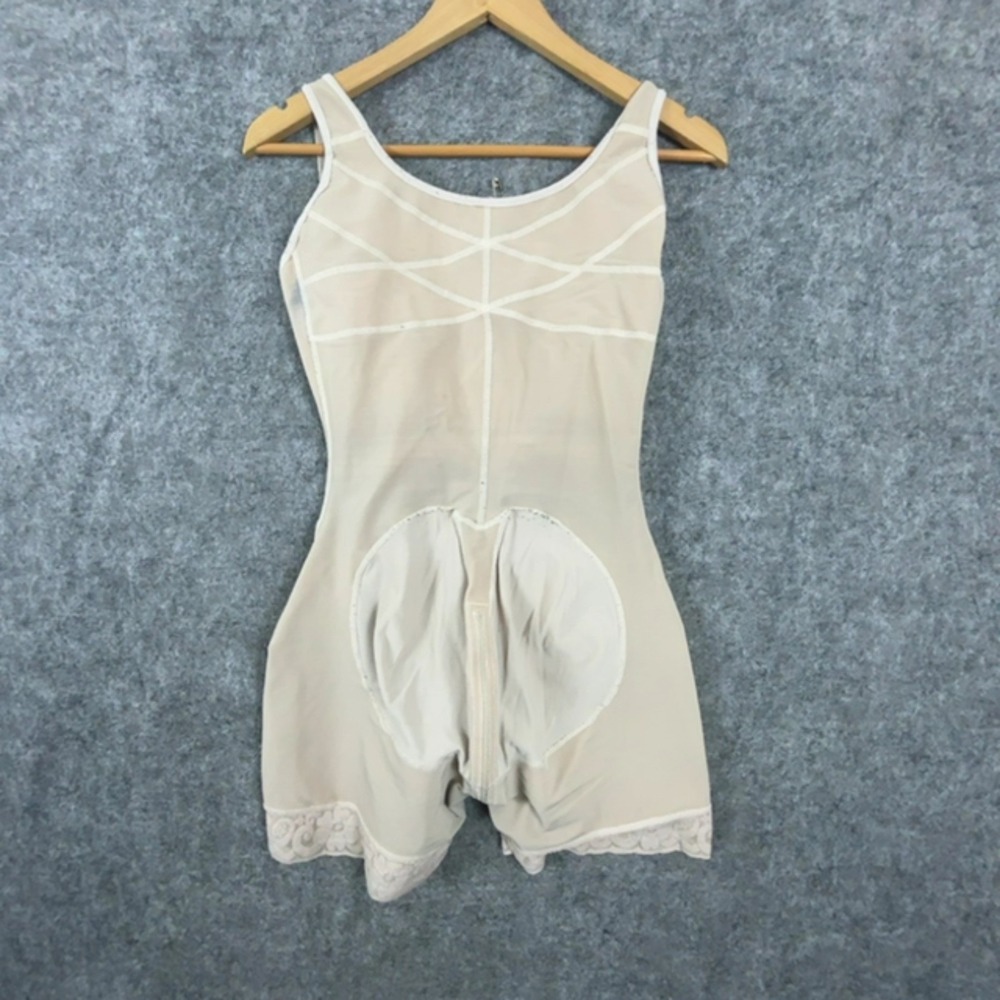 Uplady Shapewear Bodysuit Womens XL Beige Firm Compression Lace Trim Stretch